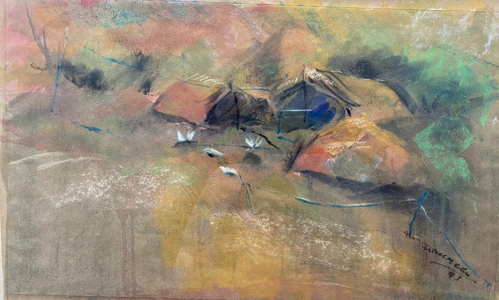 Early Morning Flight- pastels on brown paper- 10"x12"