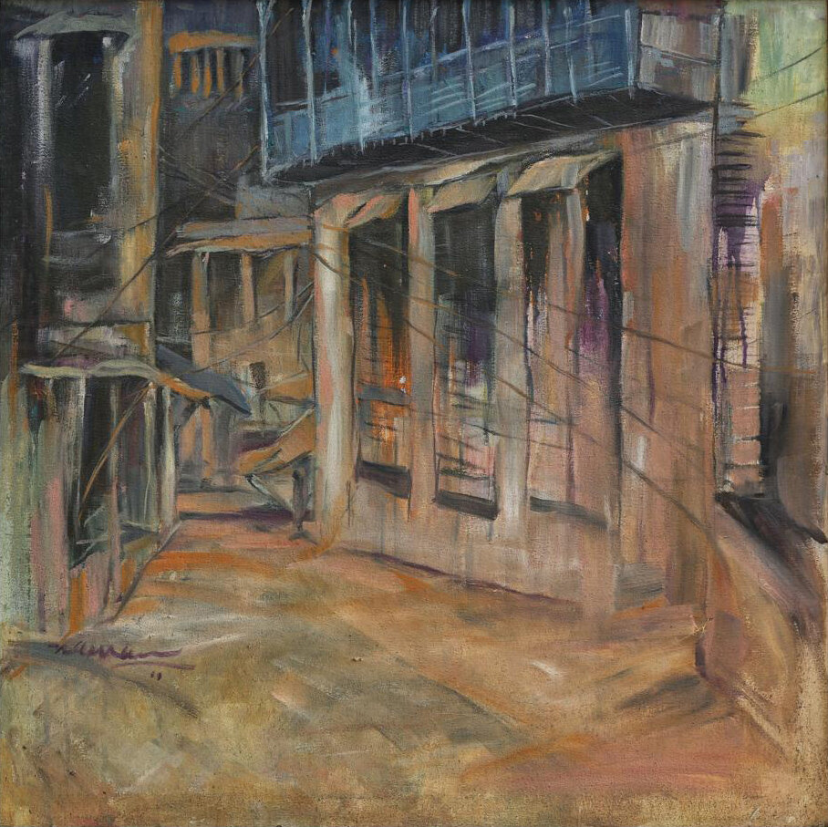 Blue Balcony-Heritage series Oil on canvas 30"x30"