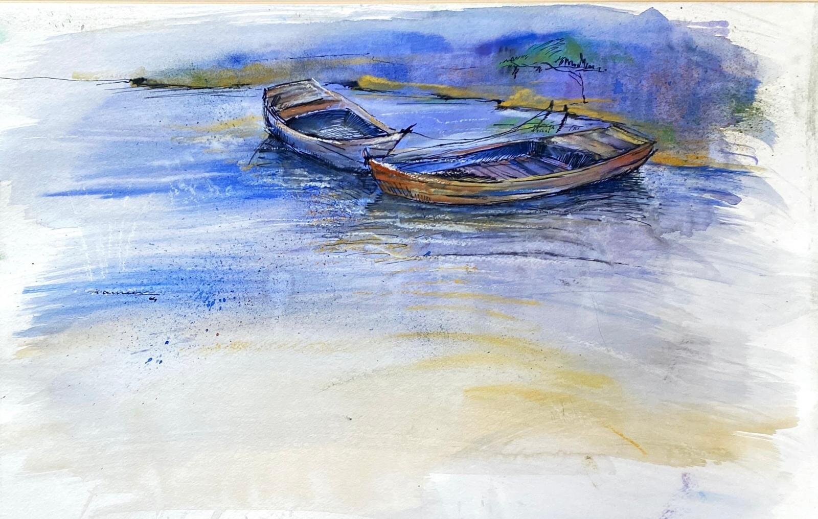 Early morning- Watercolor 15 x 24 "