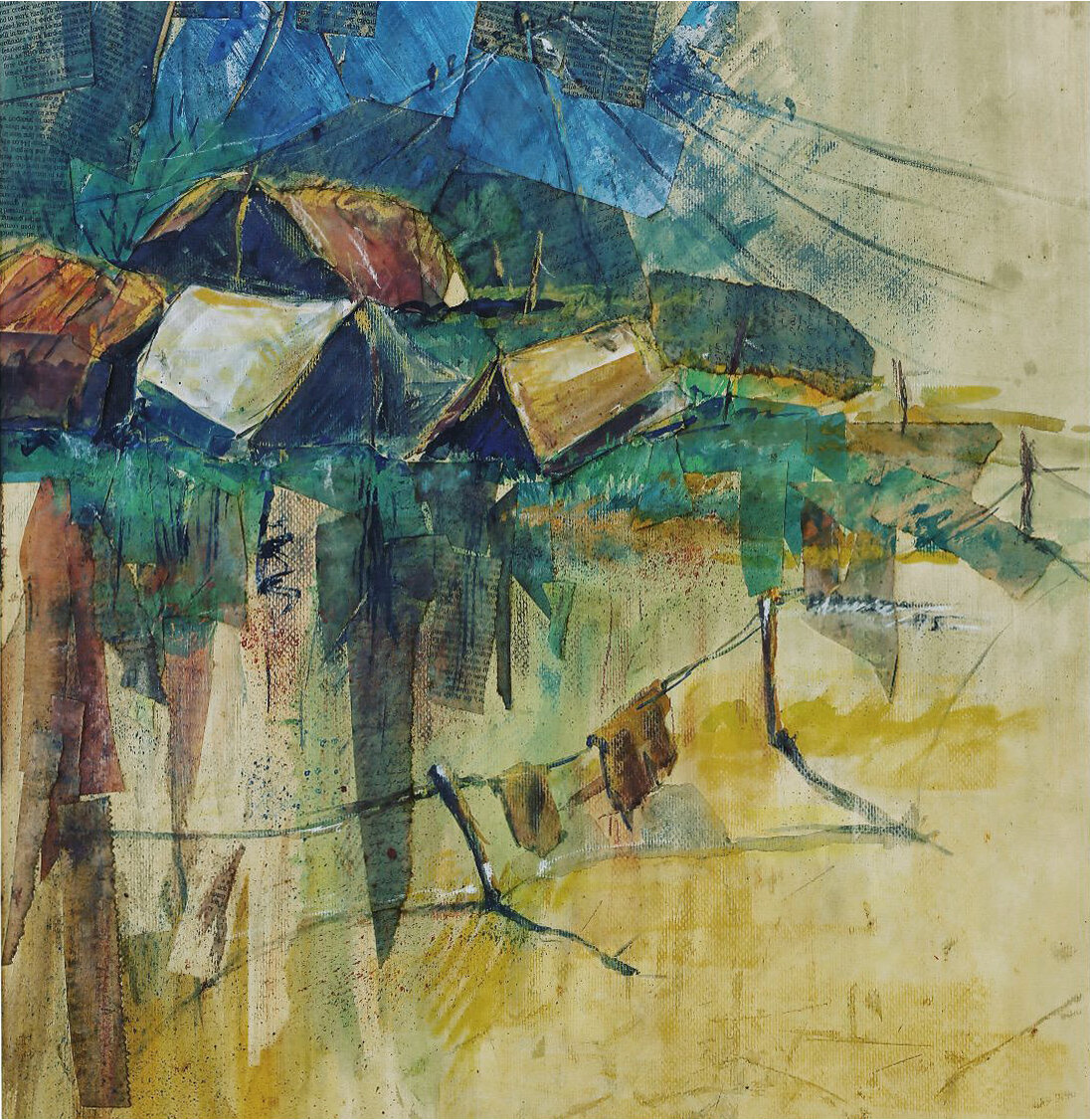 Empty Homes-Collage & watercolor-24"x30"