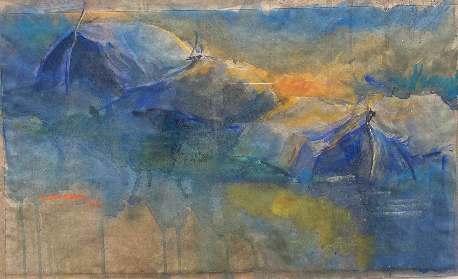 Early morning emptiness-mixed media on brown paper-8"x10"