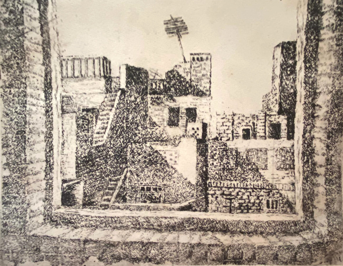 Jharoka-View from a window- Original Print (Etching)
