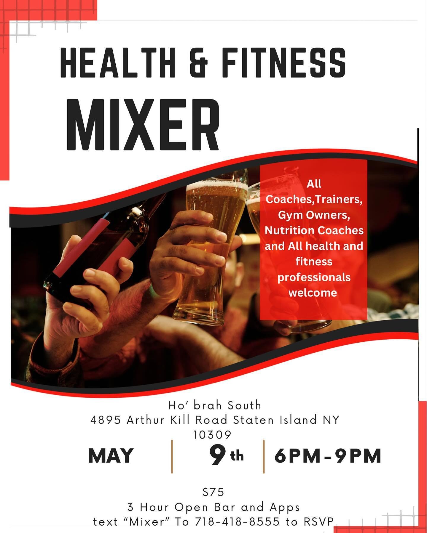 MIXER ALERT 🚨🤝 THIS THURSDAY, MAY 9TH‼️
Text #Mixer to 718 419 8555 today to #RSVP ✔️
.
.
.
#networkingevent #network #community #health #wellness #trainers #gymowners #boxinglife #boxingcommunity #fitnessindustry #fitnessexpo #wellnessjourney #sta