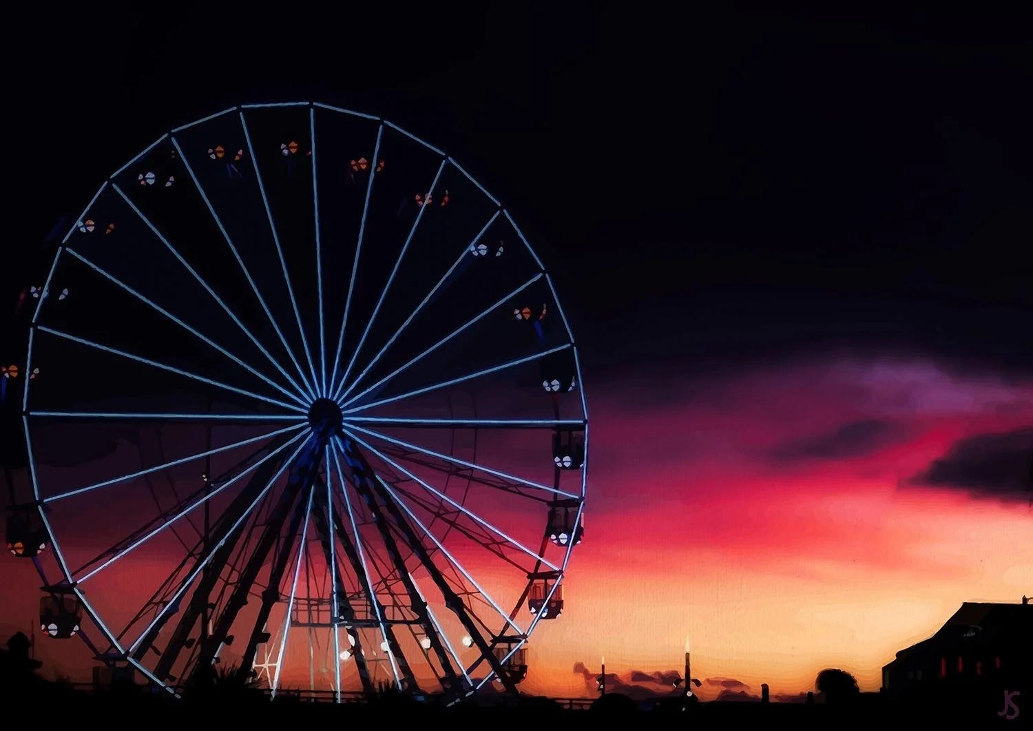 ferris wheel during sunset fine art print