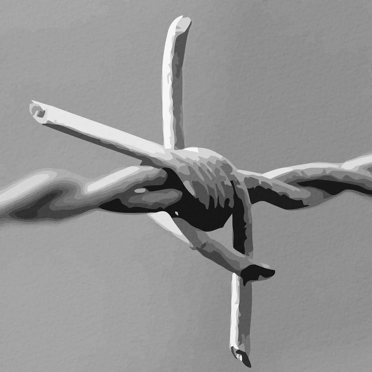 barbed wire black&amp;white abstract figurative art print
