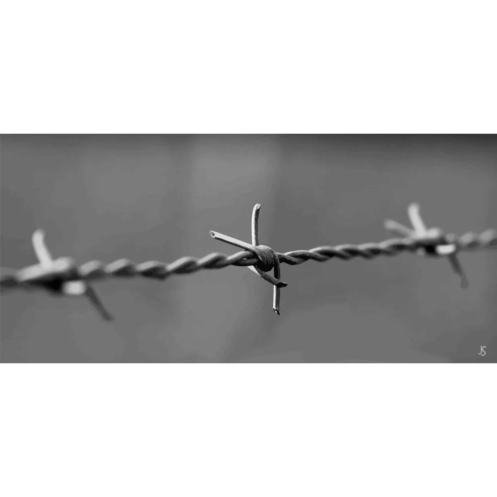 barbed wire black&amp;white abstract figurative art print
