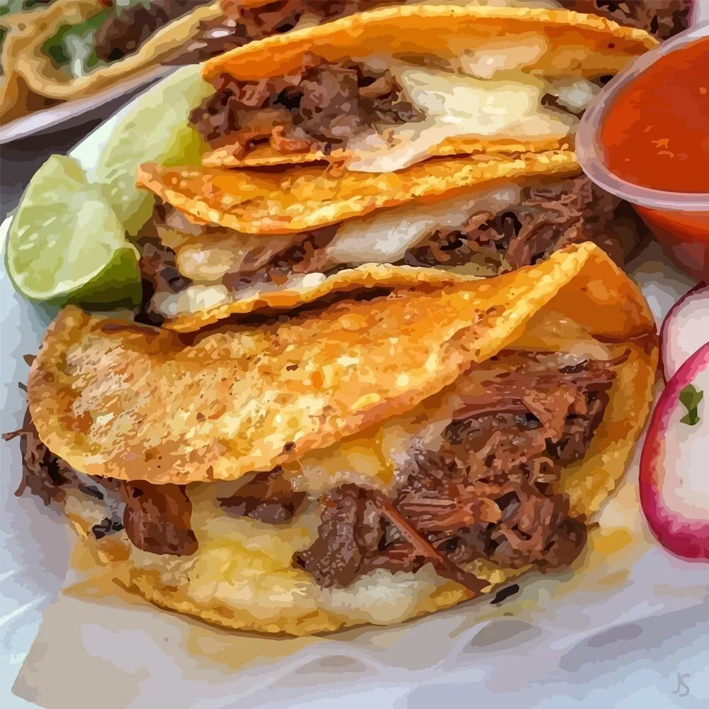 taco tuesday abstract figurative print