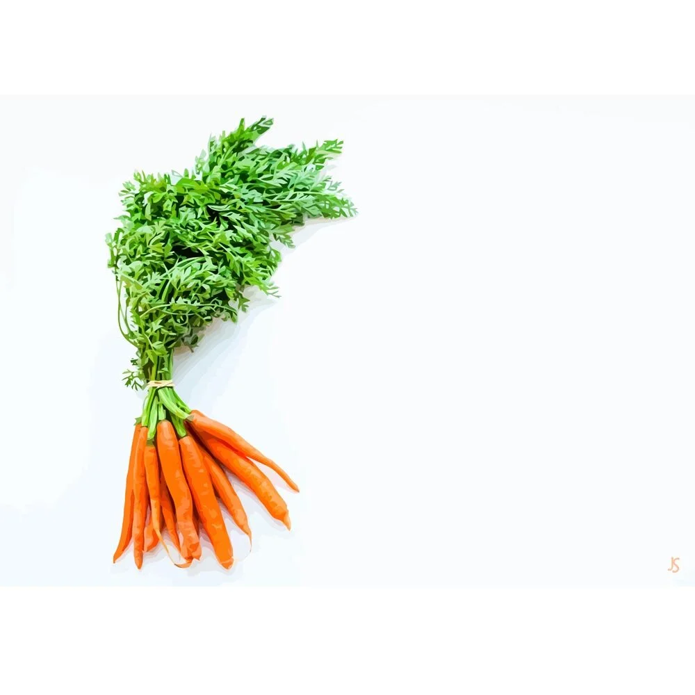 carrots bushel greens abstract figurative art print