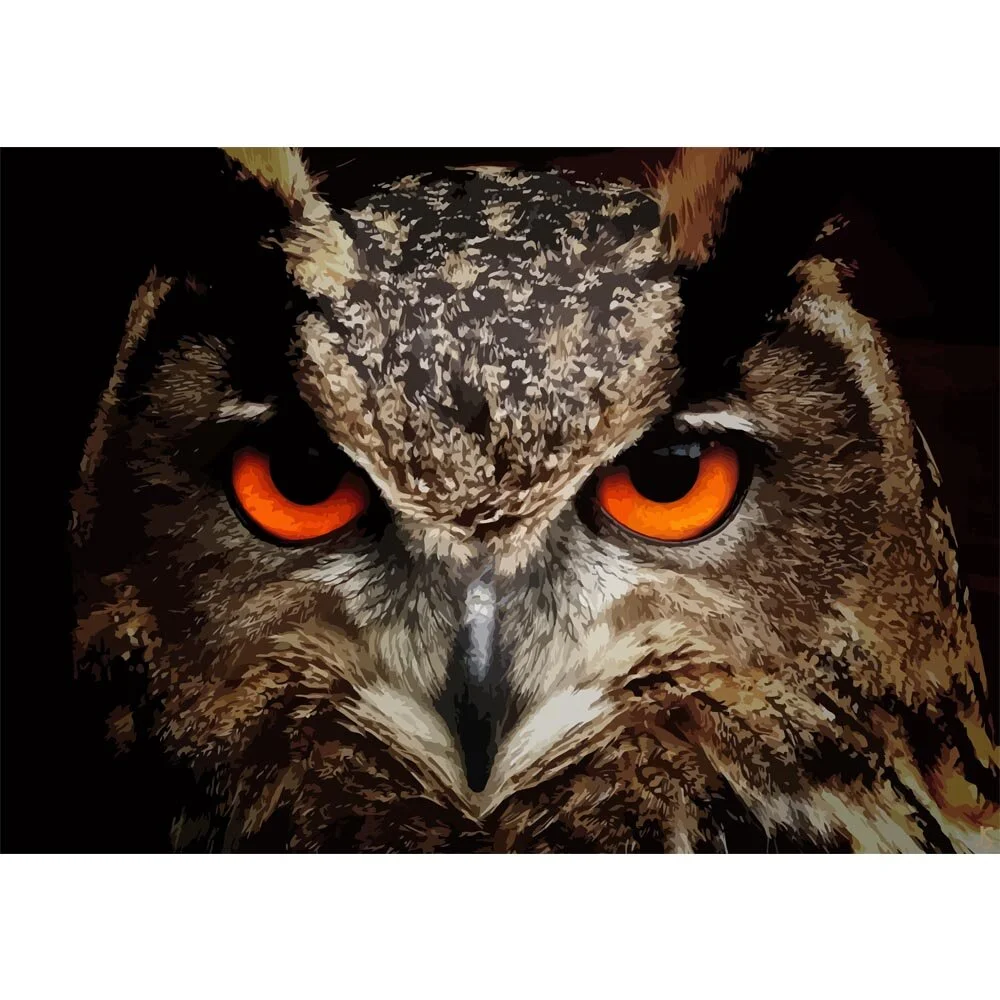 owl eyes close up abstract figurative painting print