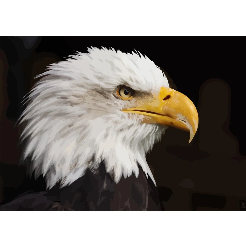 bald eagle beak side view close up abstract figurative painting print
