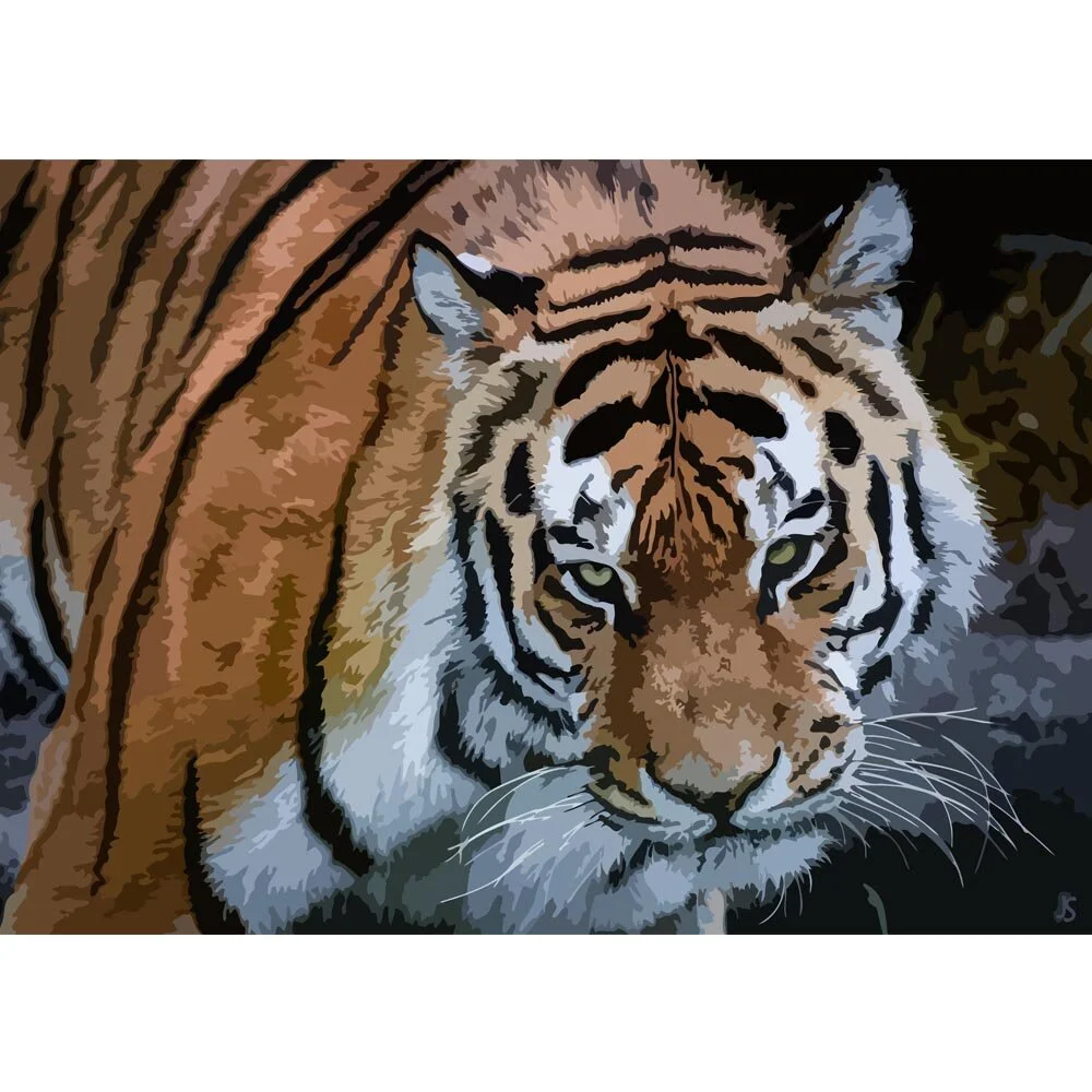 bengal tiger strolling abstract figurative painting print