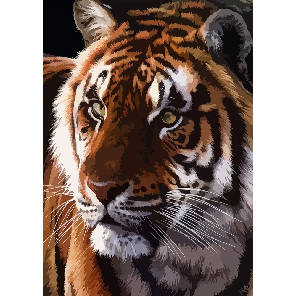 bengal tiger head close up abstract figurative painting print