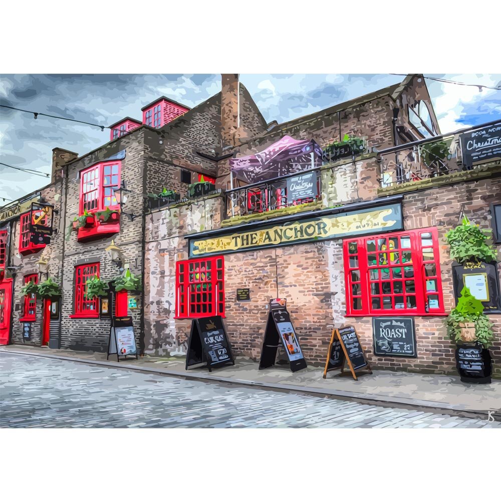 traditional english pub the anchor london england abstract figurative painting print