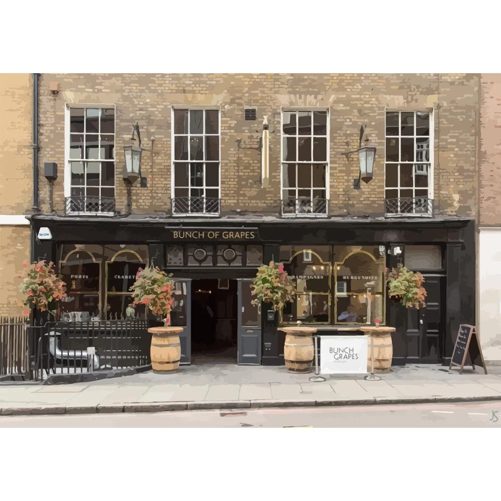 traditional english pub bunch of grapes london england abstract figurative painting print