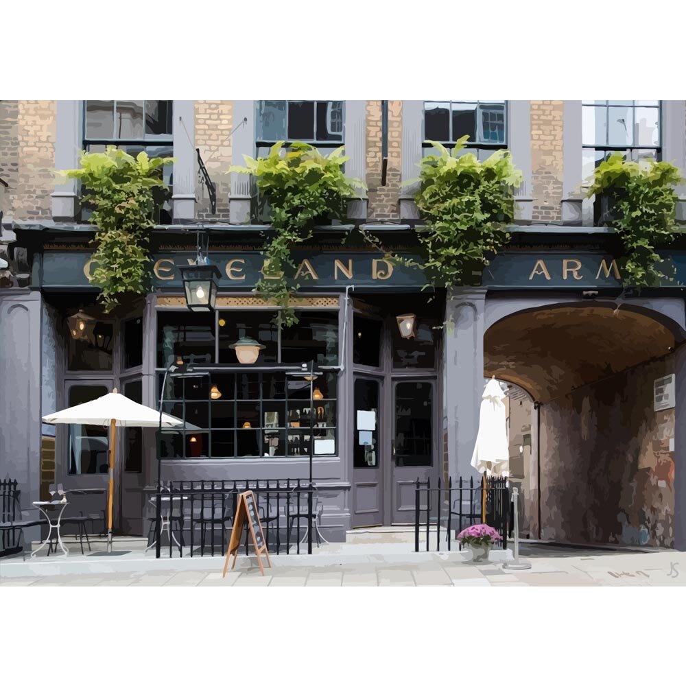 traditional english pub cleveland arms london england abstract figurative painting print