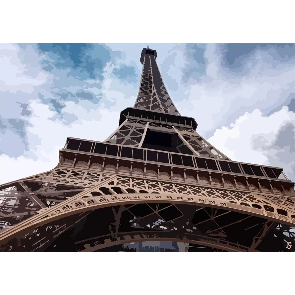 eiffel tower paris france abstract figurative painting print