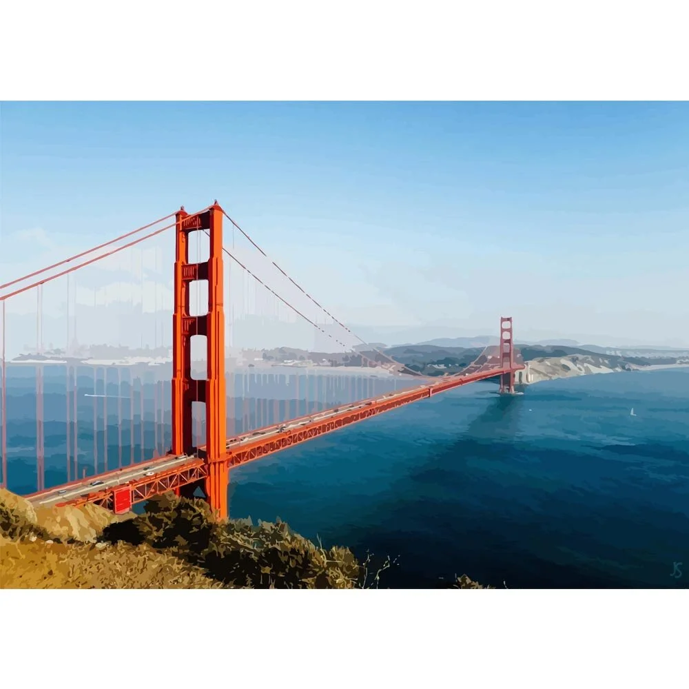 golden gate bridge san francisco abstract figurative painting print