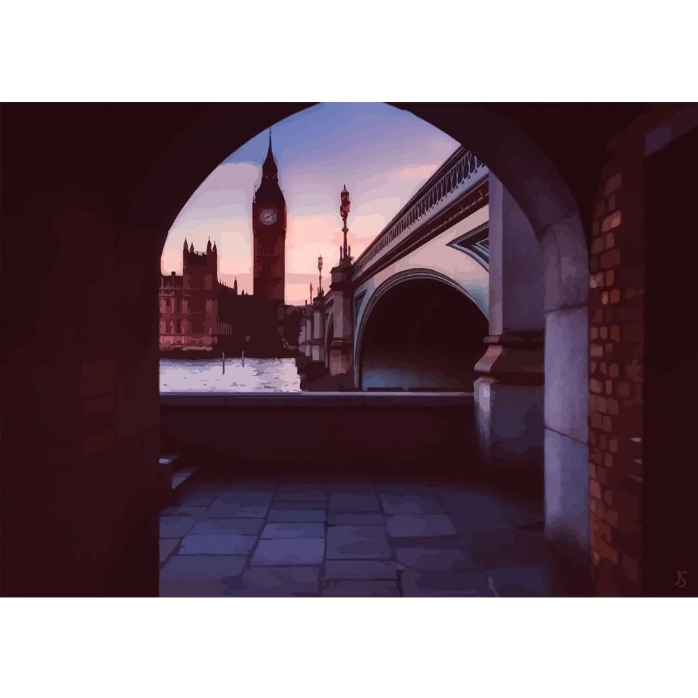 big ben at night london england abstract figurative painting print