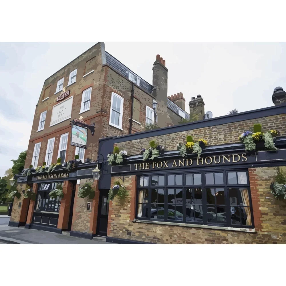 traditional english pub mawson arms london england abstract figurative painting print