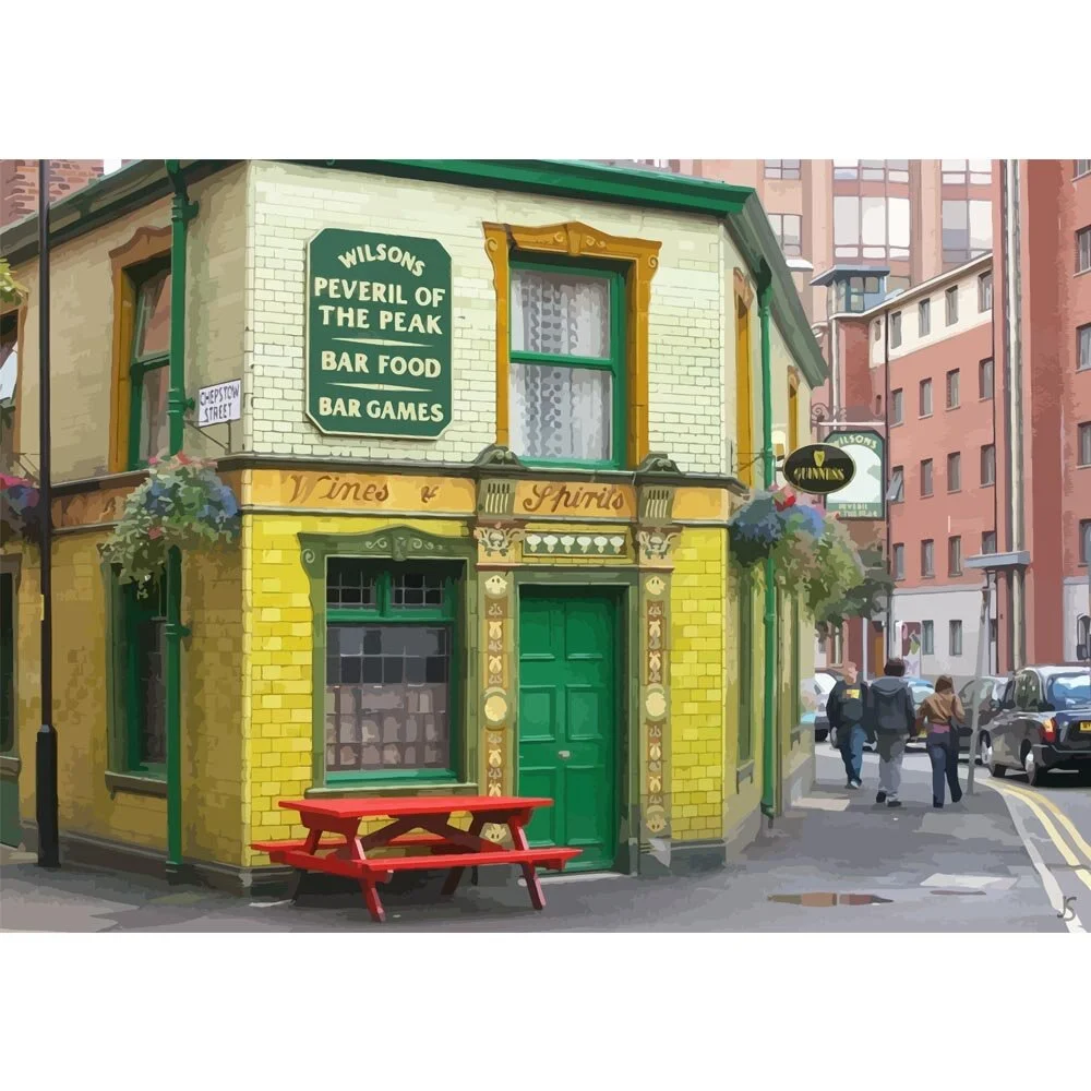 traditional english pub wilsons manchester england abstract figurative painting print
