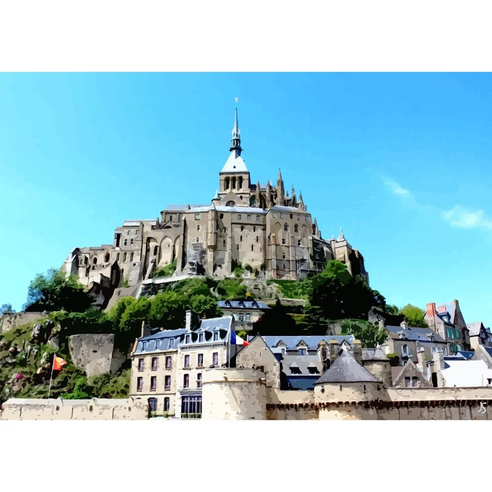 mont saint michel france abstract figurative painting print
