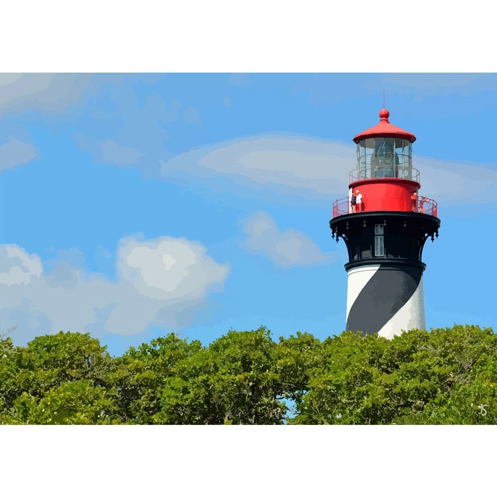 lighthouse saint augustine florida abstract figurative painting print
