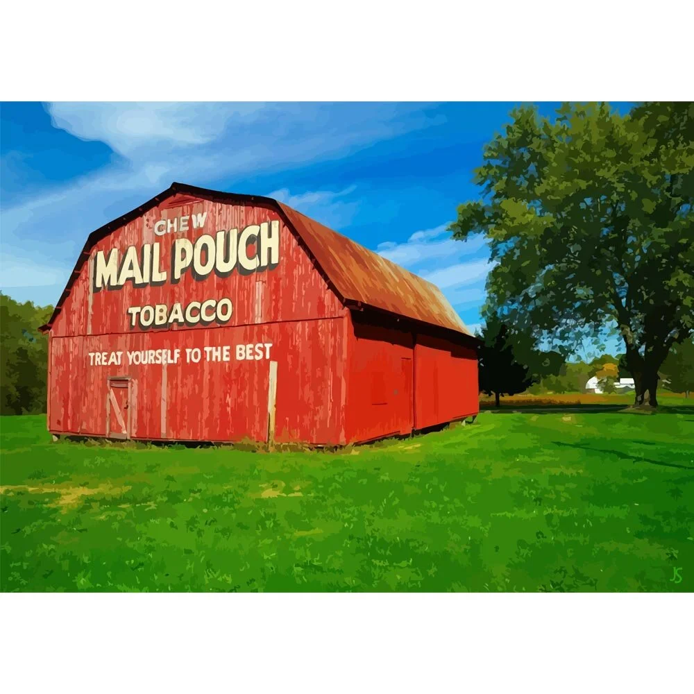 red barn mail pouch tobacco ohio abstract figurative painting print