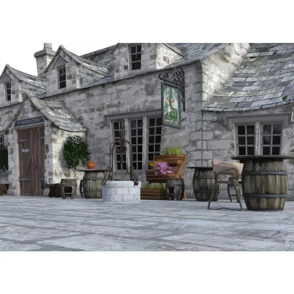 traditional english pub saint george and the dragon england abstract figurative painting print