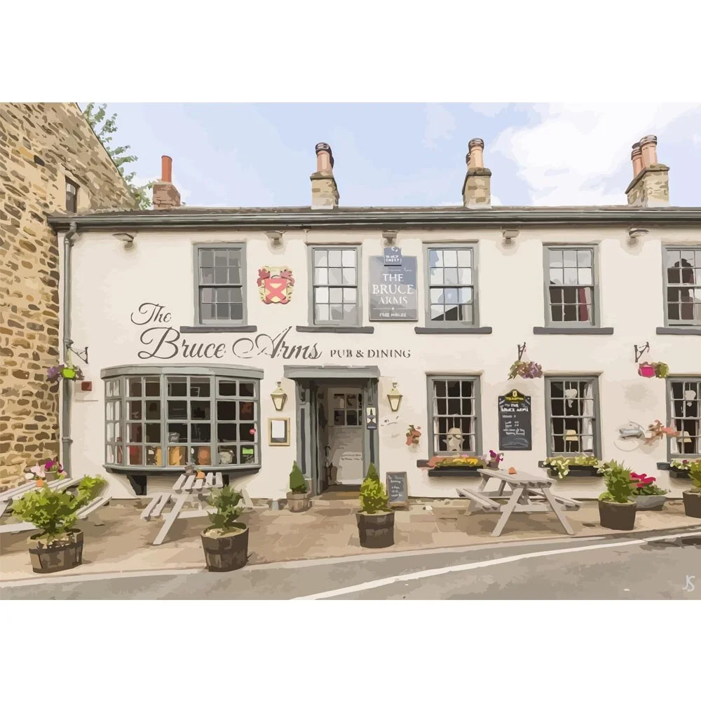 traditional english pub the bruce arms masham england abstract figurative painting print