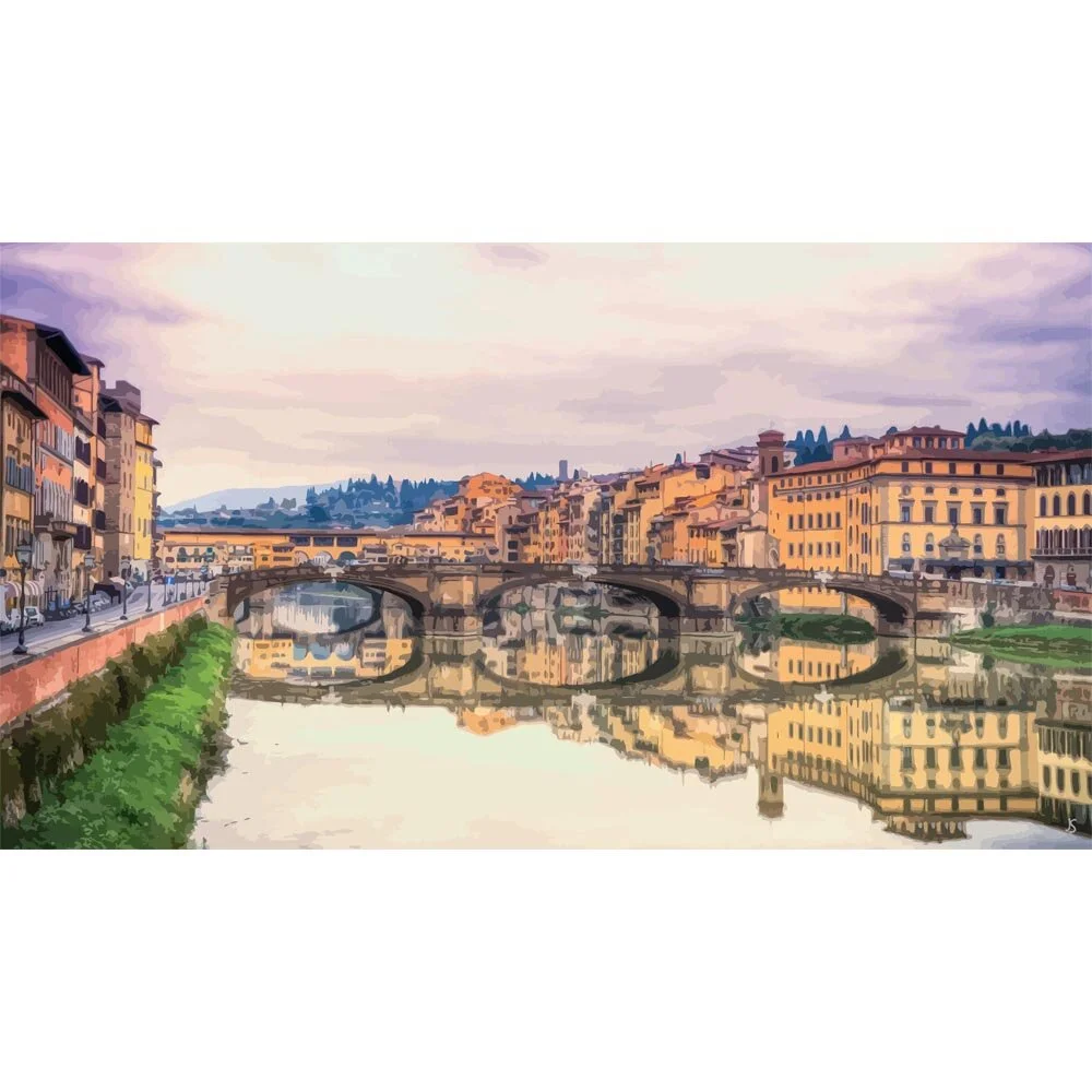 ponte vecchio florence italy abstract figurative painting print