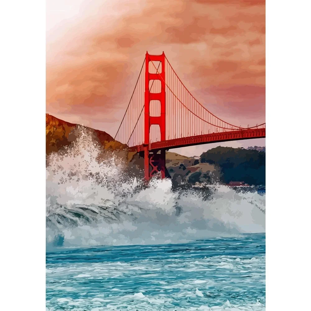 golden gate bridge san francisco abstract figurative painting print