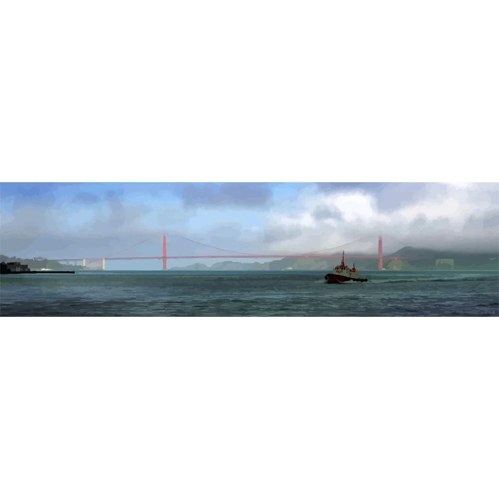 golden gate bridge san francisco panoramic abstract figurative painting print
