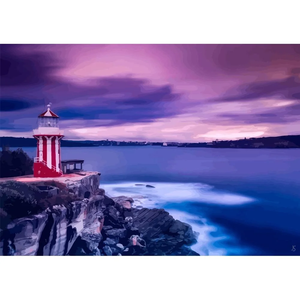 hornby lighthouse sydney australia abstract figurative painting print