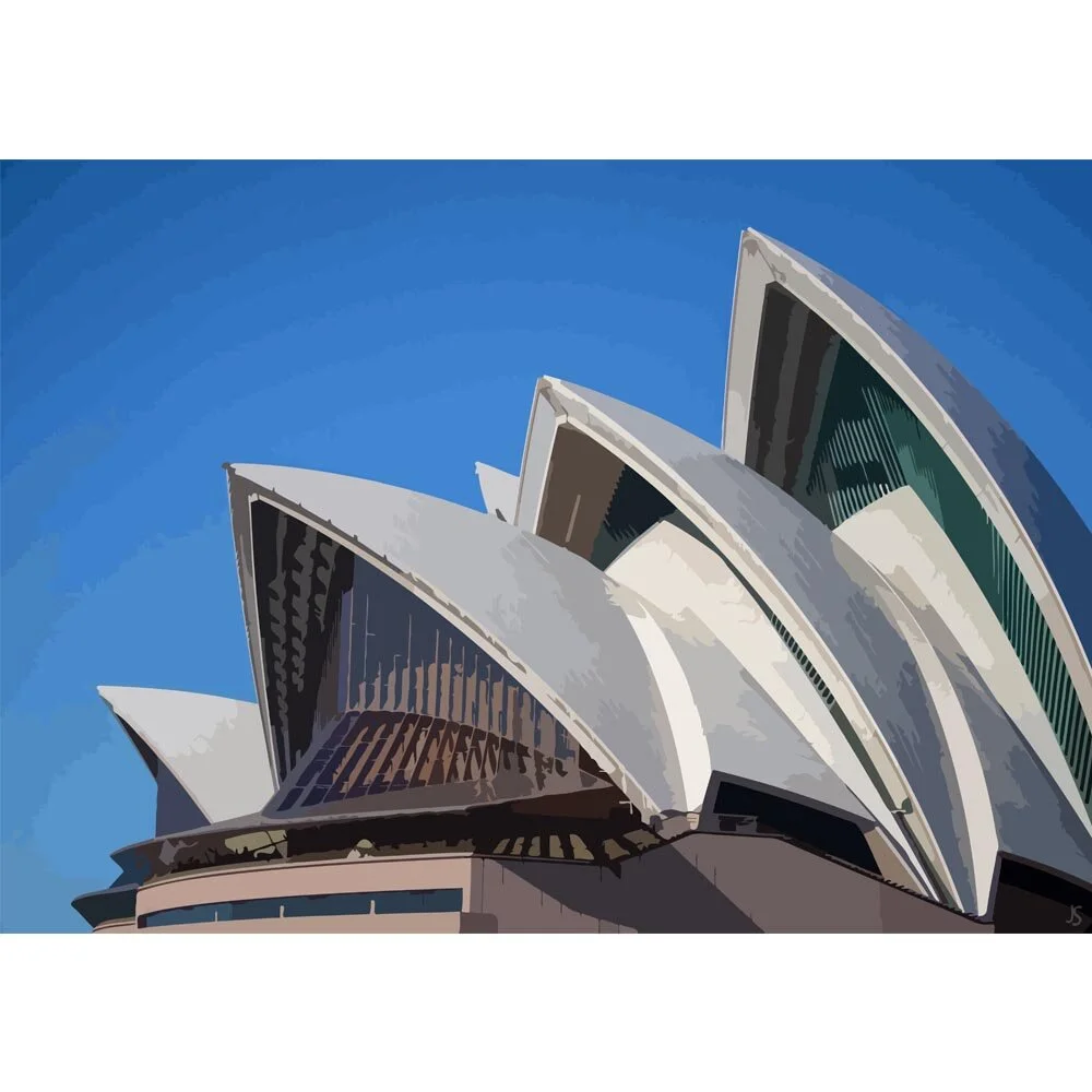close up roof of the opera house in sydney australia abstract figurative painting print