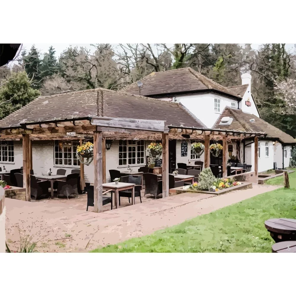 traditional english pub the king's head guildford england abstract figurative painting print