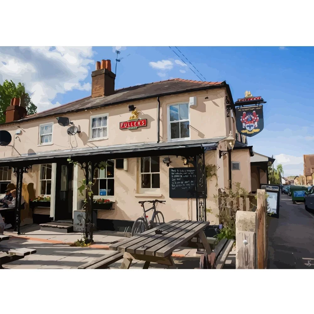 traditional english pub the vansittart arms windsor england abstract figurative painting print