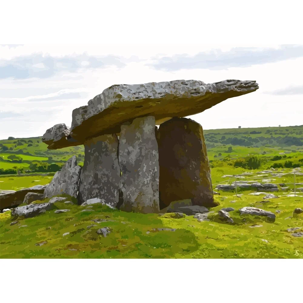 ancient neolithic grave tomb denmark abstract figurative painting print