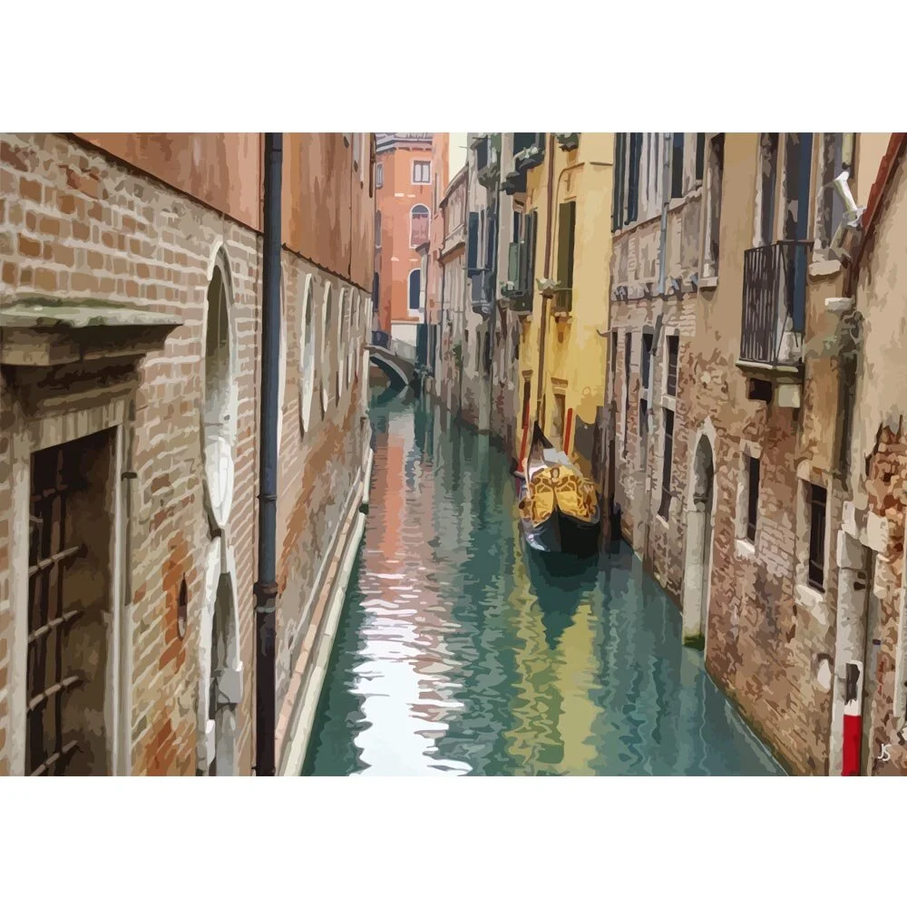 narrow canal in venetia italy abstract figurative painting print