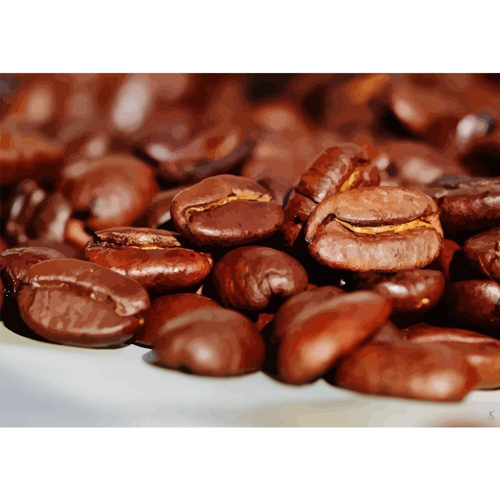 coffee beans close up abstract figurative painting print