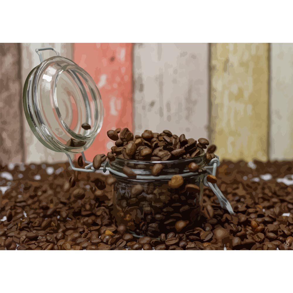 coffee beans in a glass jar abstract figurative painting print