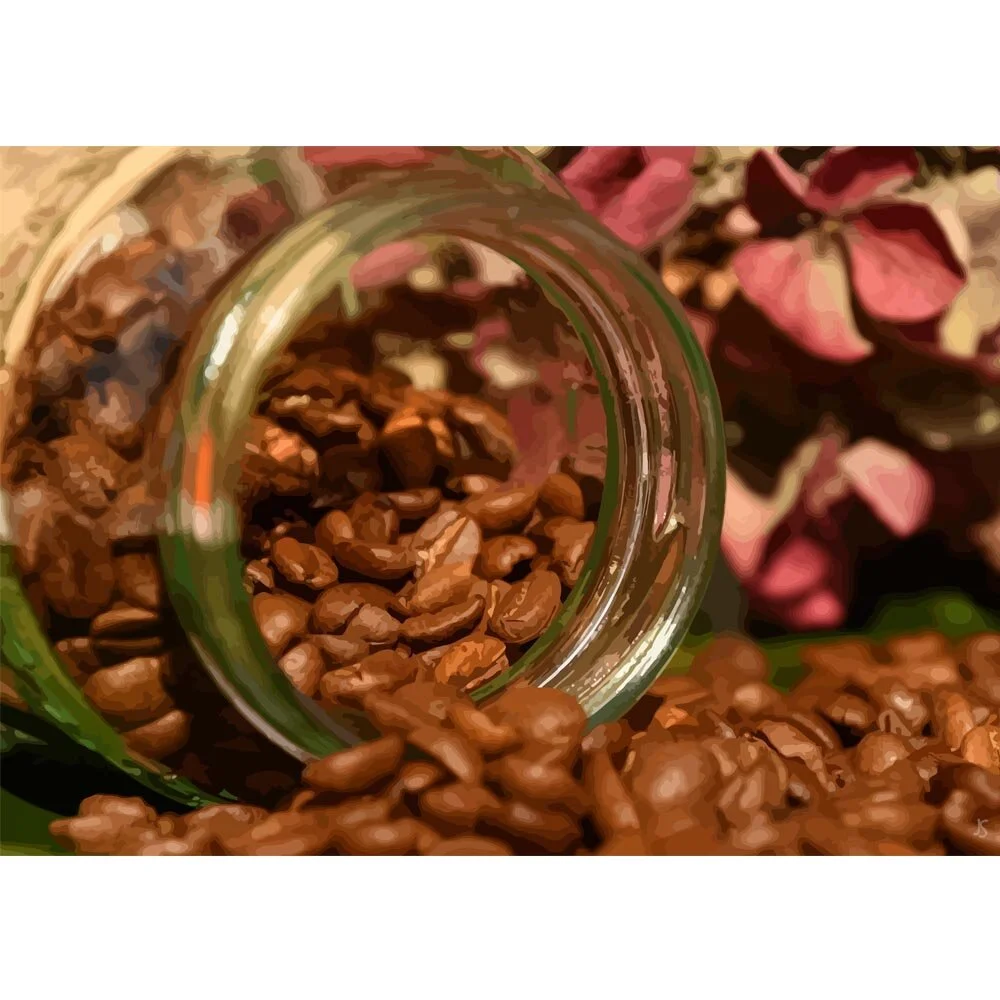 coffee beans in a glass jar abstract figurative painting print