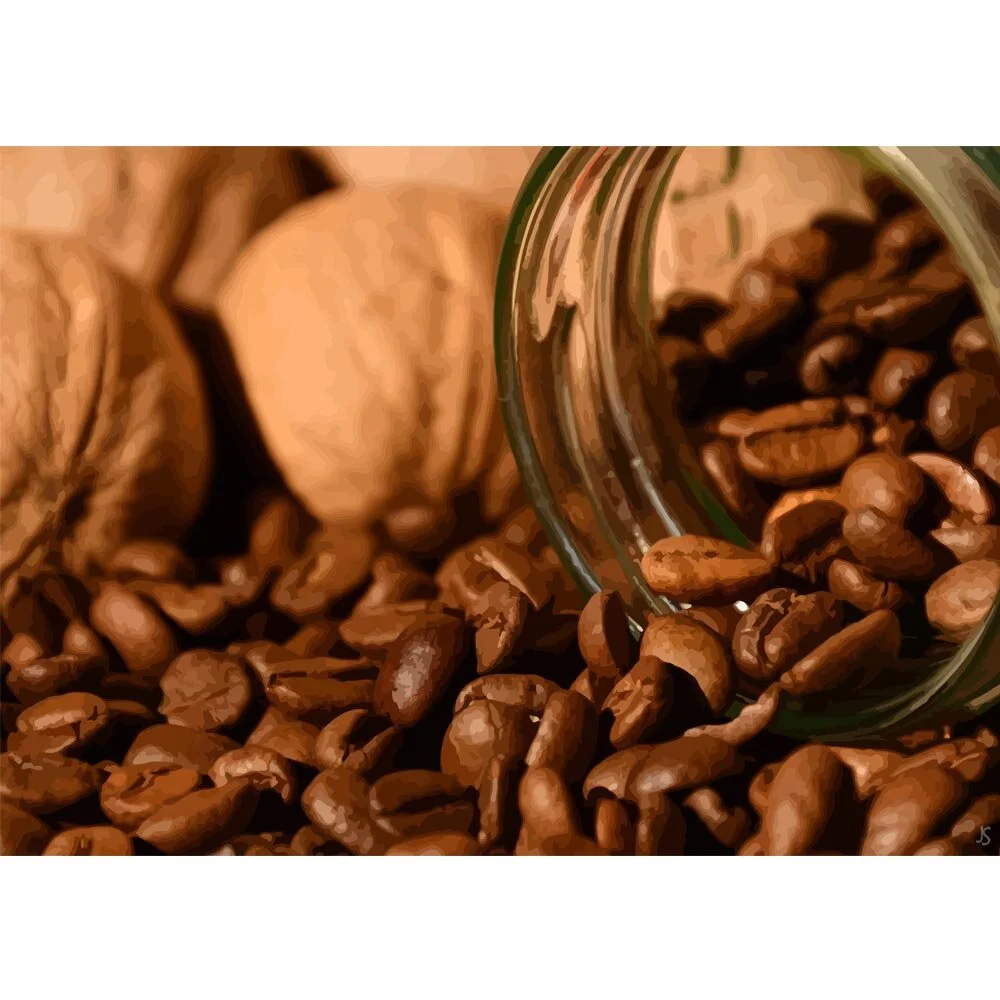 coffee beans in a glass jar abstract figurative painting print