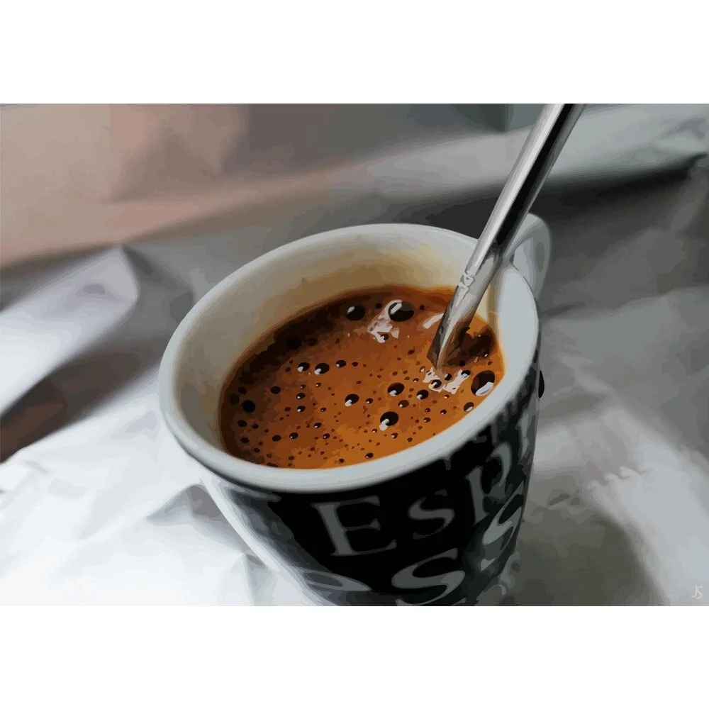 cup of espresso abstract figurative painting print