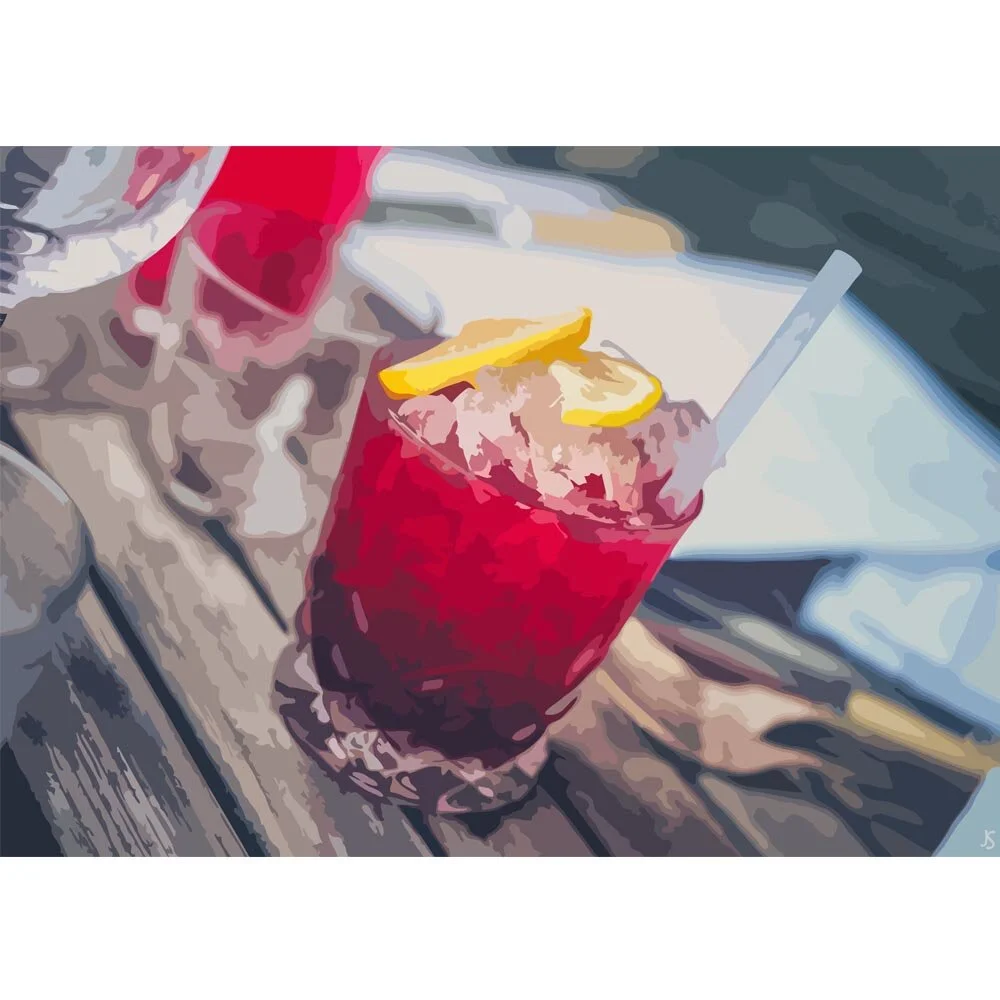 cocktail the bramble abstract figurative painting print