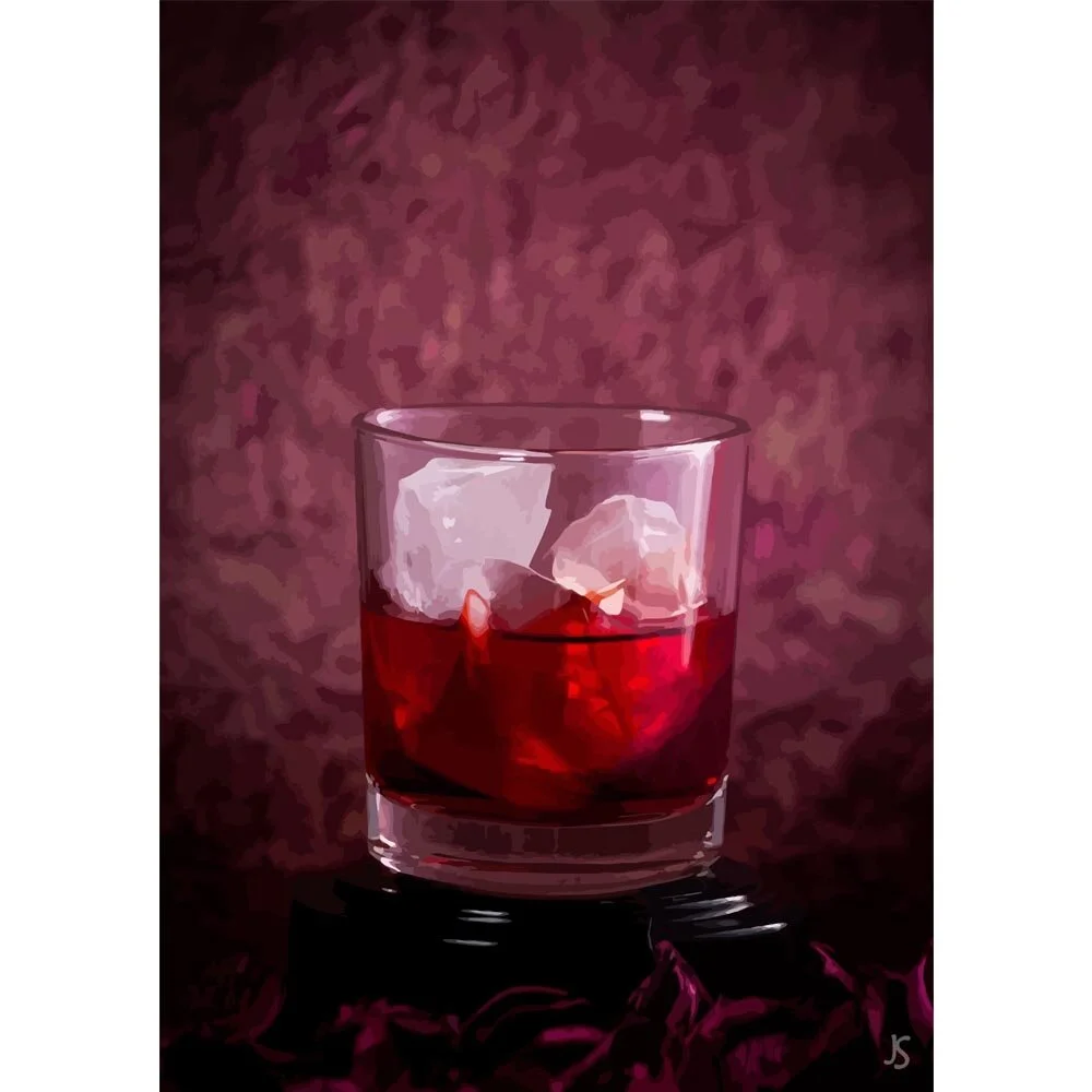 vodka cranberry cocktail abstract figurative painting print