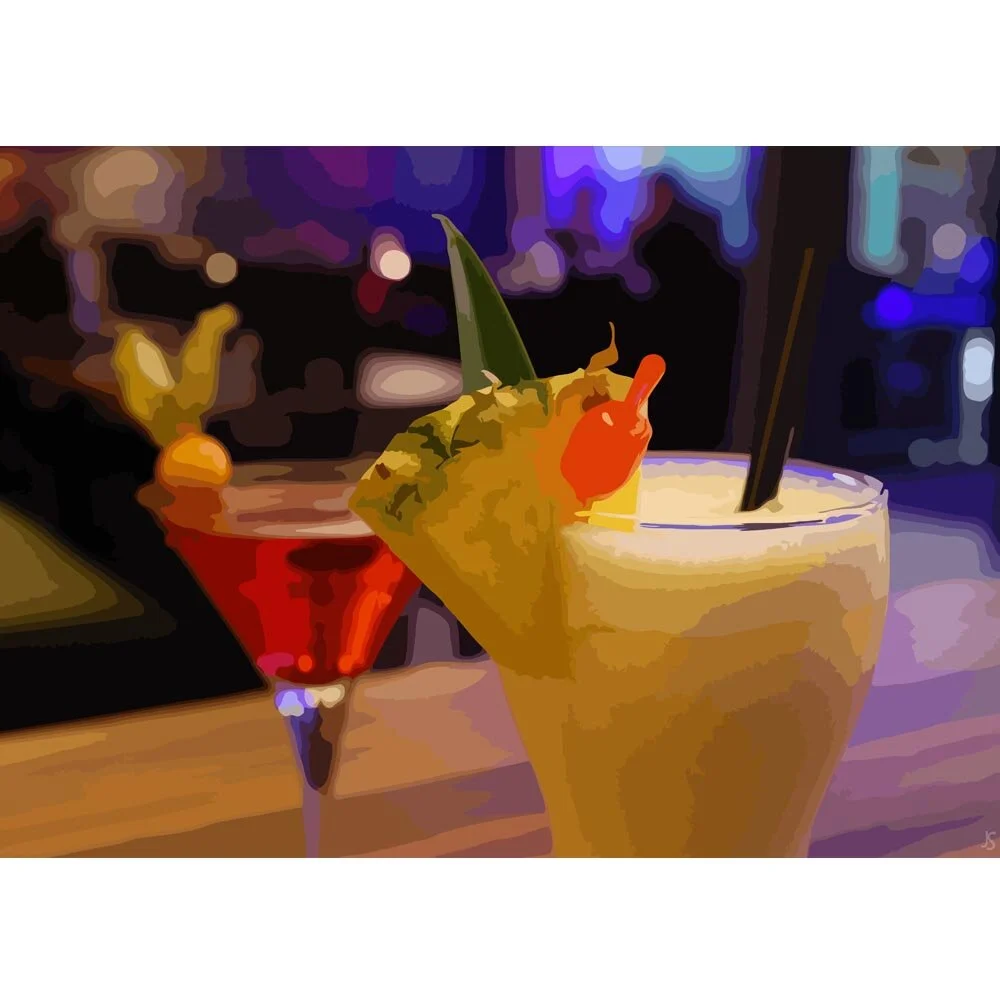 pina colada cocktail abstract figurative painting print