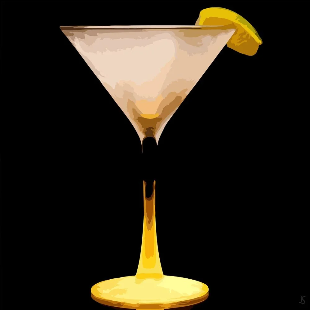 frosty lemon martini cocktail abstract figurative painting print
