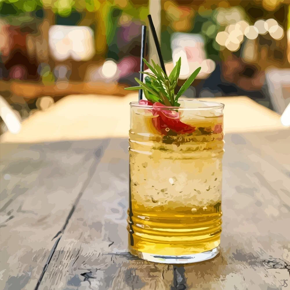 strawberry martini cocktail abstract figurative painting print