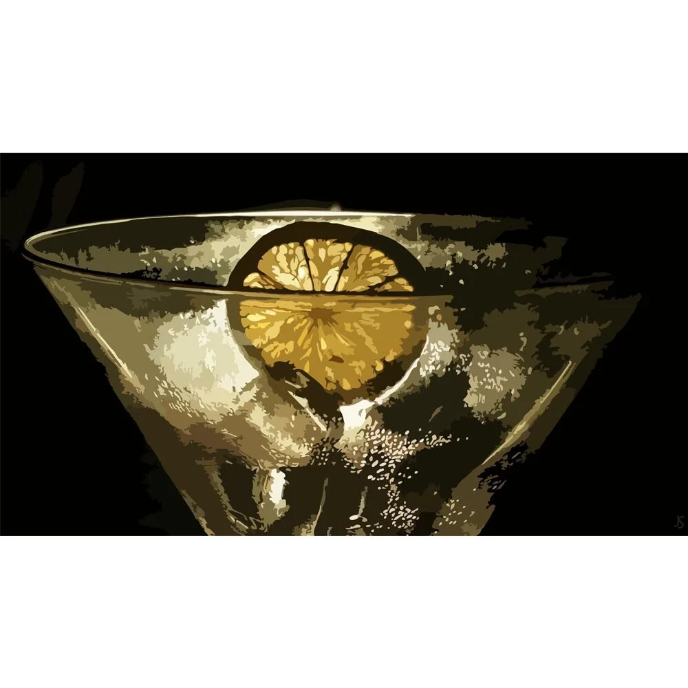 iced lemon martini cocktail abstract figurative painting print