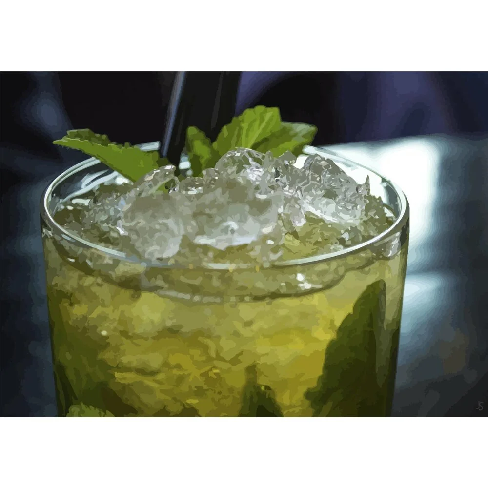 lime mint caipirinha cocktail abstract figurative painting print